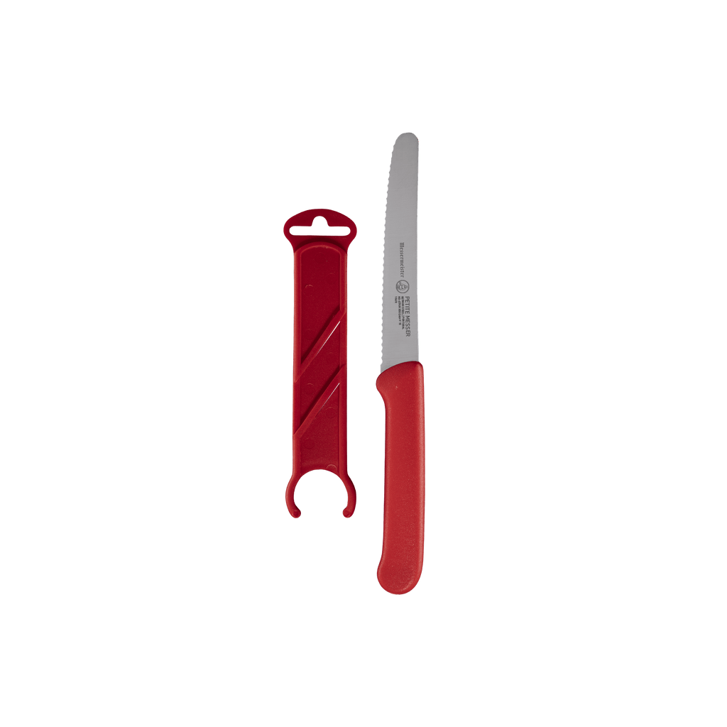 Petite Messer Red Serrated Tomato Knife with Sheath - 4.5