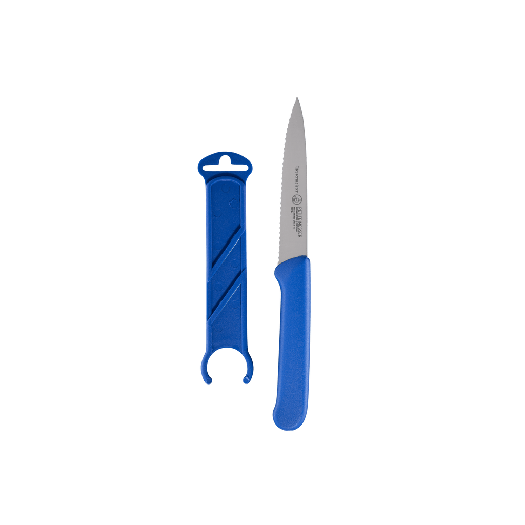 Petite Messer Blue Serrated Spear Point Parer with Sheath - 4