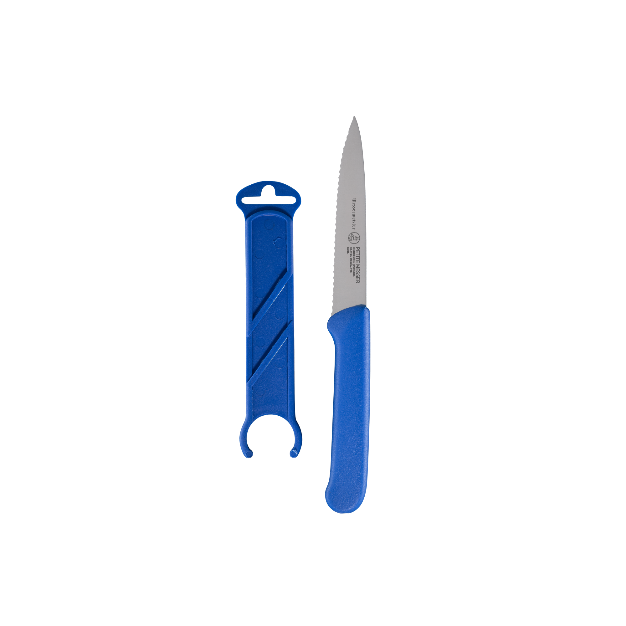 Blue Serrated Spear Point Parer with Matching Sheath - 4"