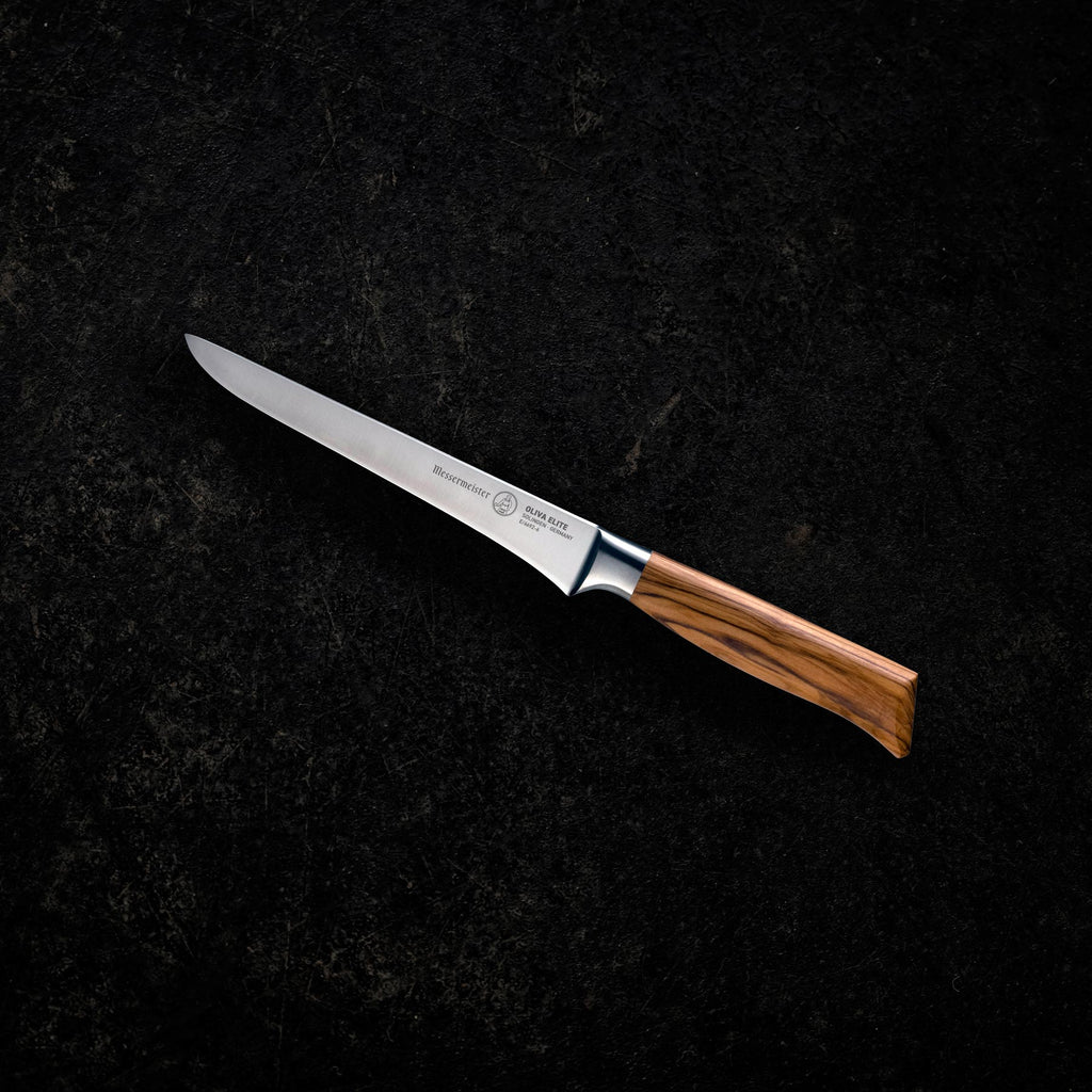  Messermeister Oliva Elite Stealth 8” Chef's Knife - Fine German  Steel Alloy Blade & Natural Mediterranean Olive Wood Handle - Rust  Resistant & Easy to Maintain : Everything Else